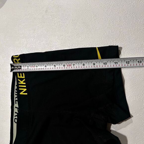 Nike Pro Compression Shorts Women’s Small Black Yellow Logo Workout Gym - Picture 4 of 5